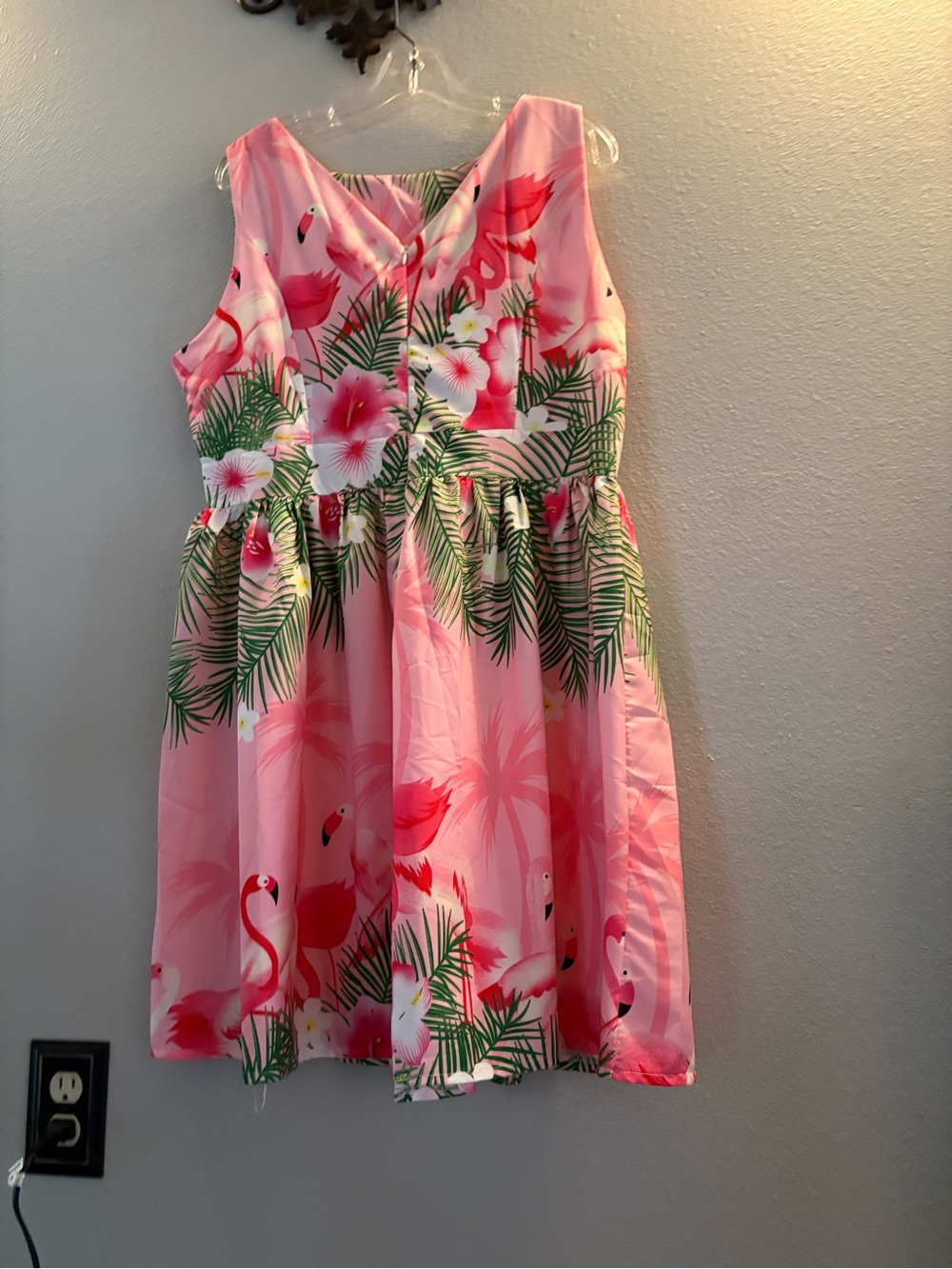 Sleeveless Pink Flamingo & Tropical Floral Midi Dress - Picture 5 of 6